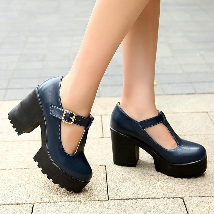 T-Strap Chunky Platform Heels – Jane R&B