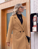 R&B | Damen Winter Wollmantel mit spitzem Revers