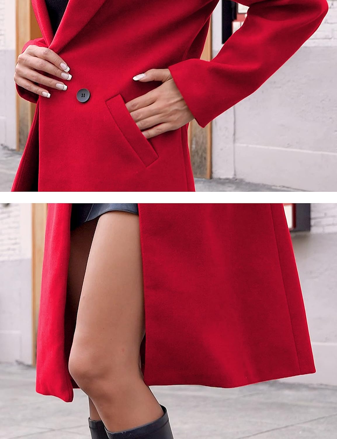 R&B | Damen Winter Wollmantel mit spitzem Revers