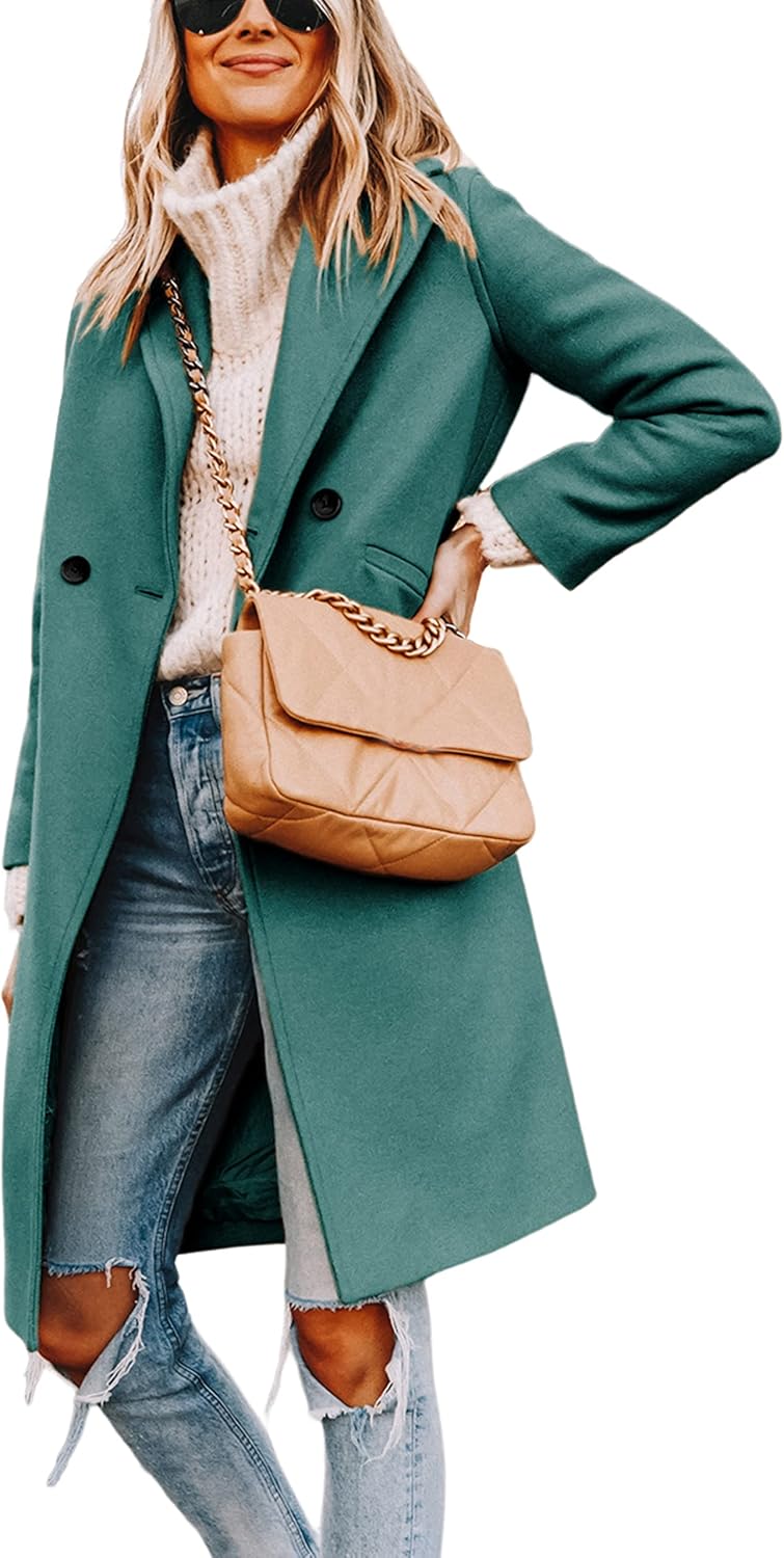 R&B | Damen Winter Wollmantel mit spitzem Revers