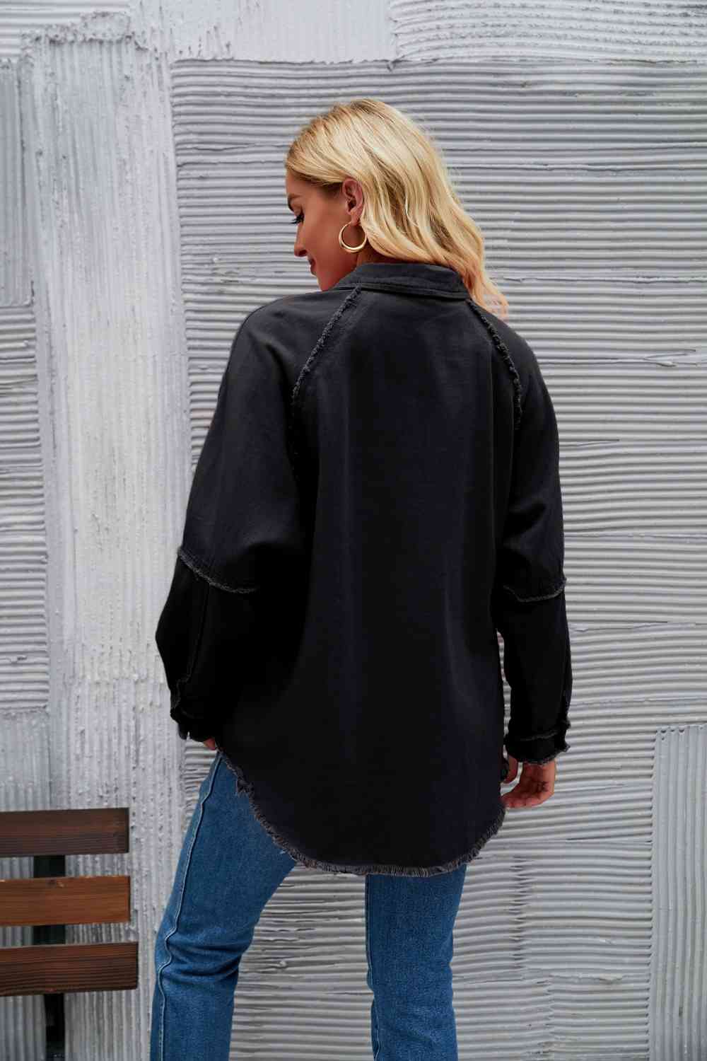 R&B | Raw Hem Kragen Denimjacke