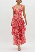 R&B | Träger-Rücken Rüschens Maxi Kleid