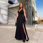 R&B | Abendkleid Langer Plissierter Einfarbiger