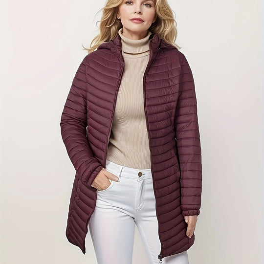 R&B | Lässige Steppjacke mit Kapuze und Reißverschluss Auf Der Vorderseite