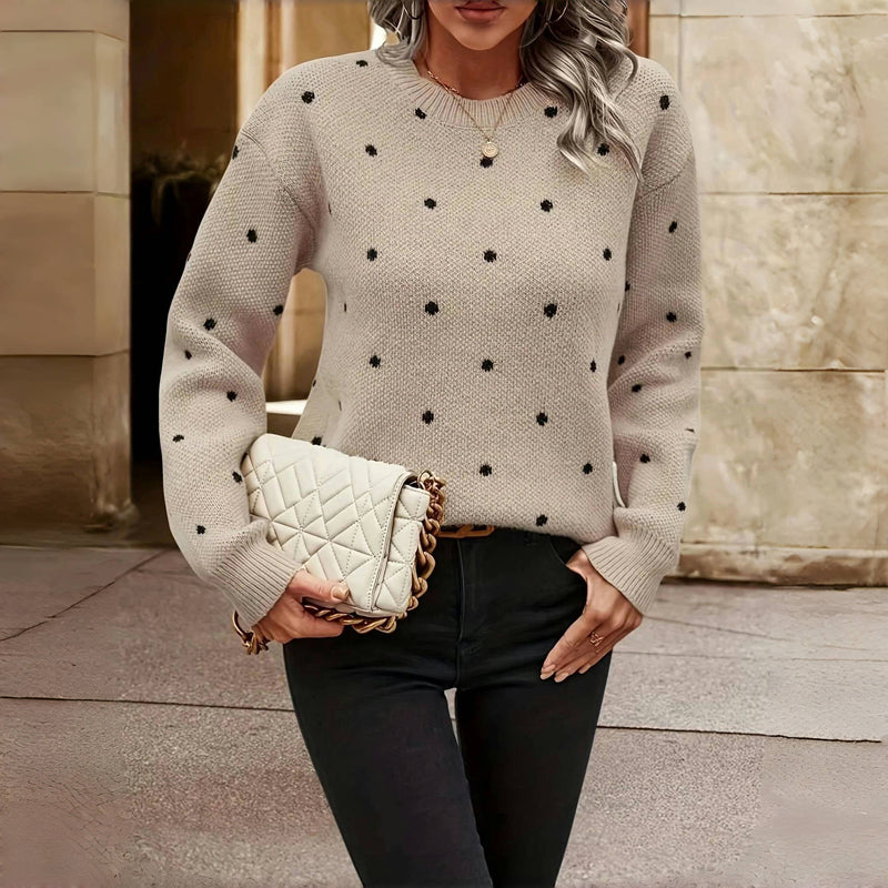 R&B | Pullover - Damen Herbst gepunkteter Strickpullover