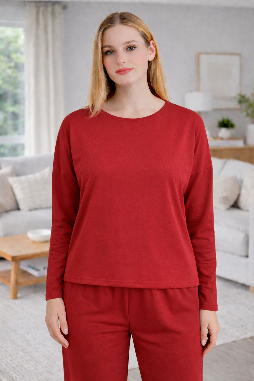 Damen Lässiger Zweiteiler mit weitem Oberteil und lockerer Hose R&B