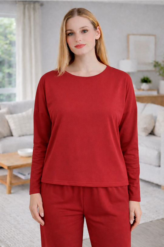 Damen Lässiger Zweiteiler mit weitem Oberteil und lockerer Hose R&B