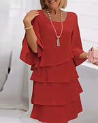 R&B | Einfarbiges Kleid mit Dreiviertelärmeln
