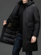 R&B | Lange Winterjacke mit Kapuze Polyester Warm und Windabweisend
