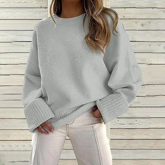 R&B | Einfarbiger Pullover mit Rundhalsausschnitt