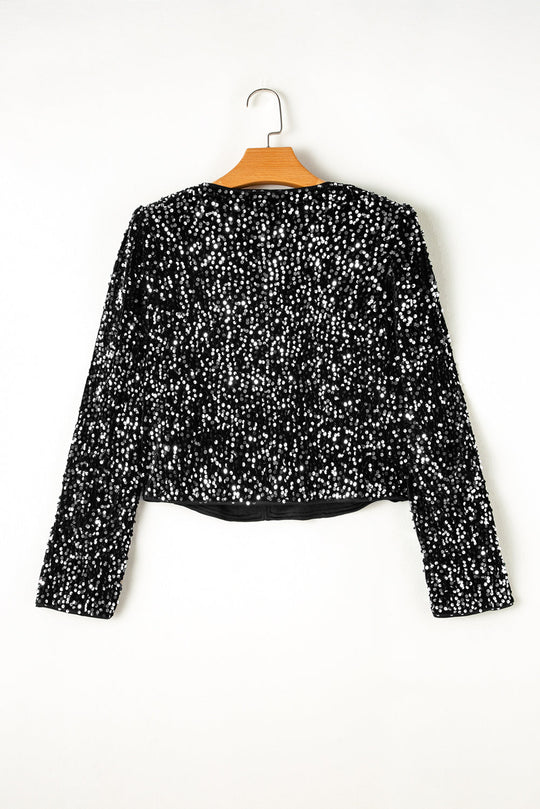 Paillettenbesetzte Jacke Mit Offener Vorderseite