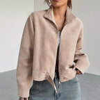 R&B | Cordjacke mit breitem Kragen und Reißverschluss