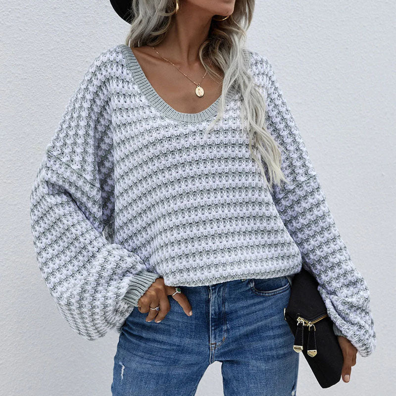R&B | Gestreifter Strickpullover Für Modische Looks
