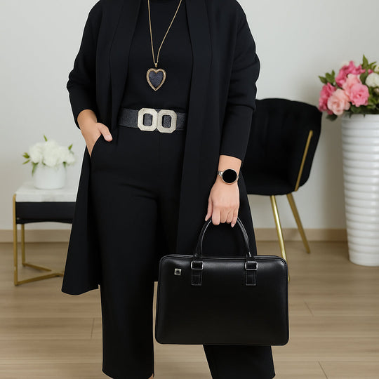 R&B | Stylisches 3-Teilige Set Bestehend Aus Einem Langen Cardigan, Top und Hose