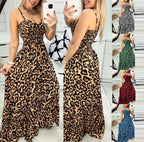 R&B | Kleid mit Leopardenmuster und Hosenträgern mit V-Ausschnitt