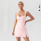 R&B | Hosenträger einfarbig Yoga Tennisrock leichtes Sportkleid