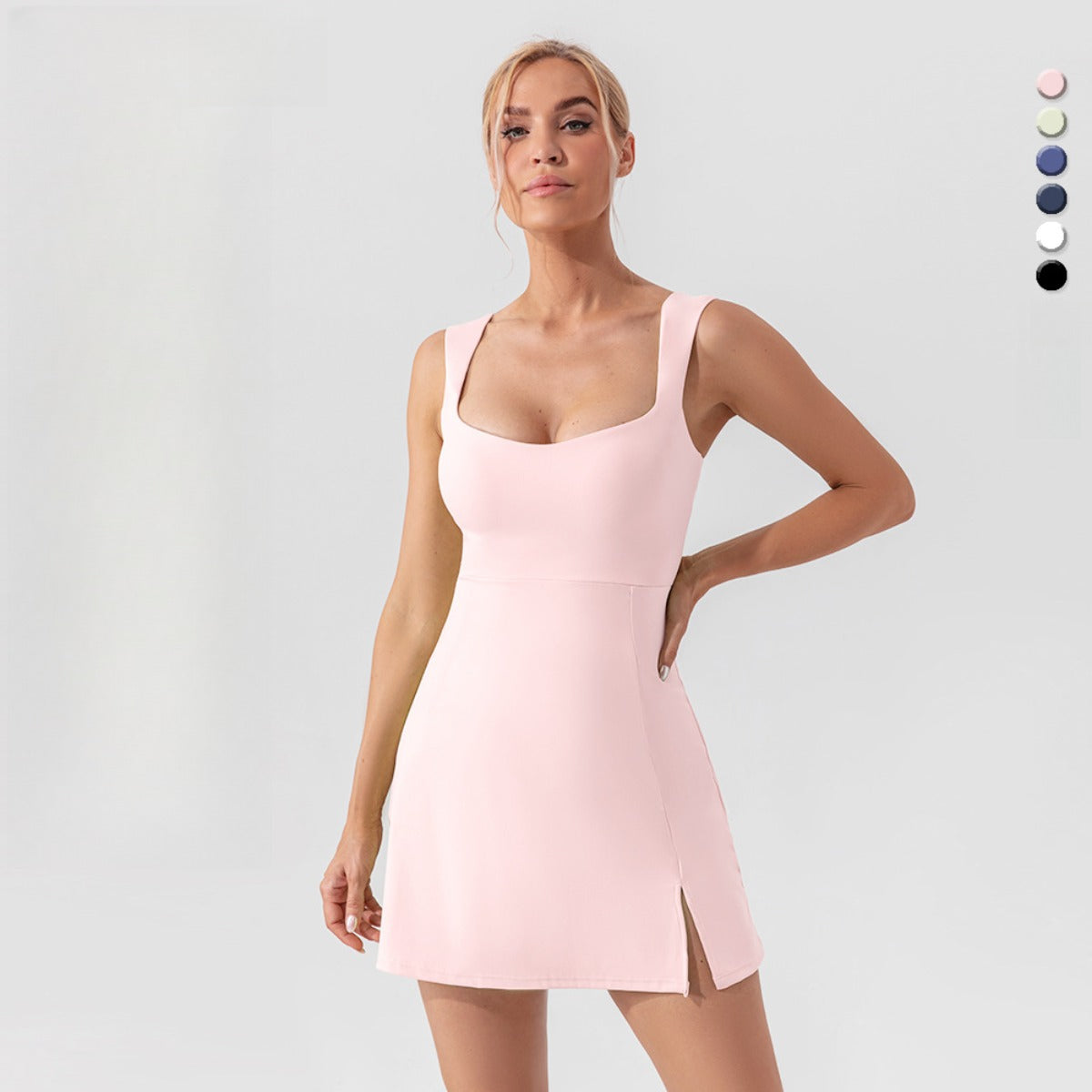 R&B | Hosenträger einfarbig Yoga Tennisrock leichtes Sportkleid