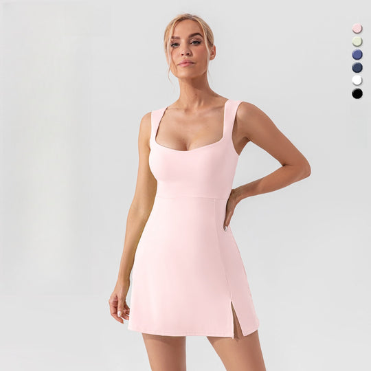 R&B | Hosenträger einfarbig Yoga Tennisrock leichtes Sportkleid