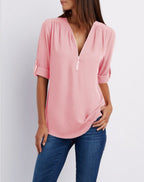R&B | V-Ausschnitt plus Größe Frauen ärmellos Chiffon Shirt
