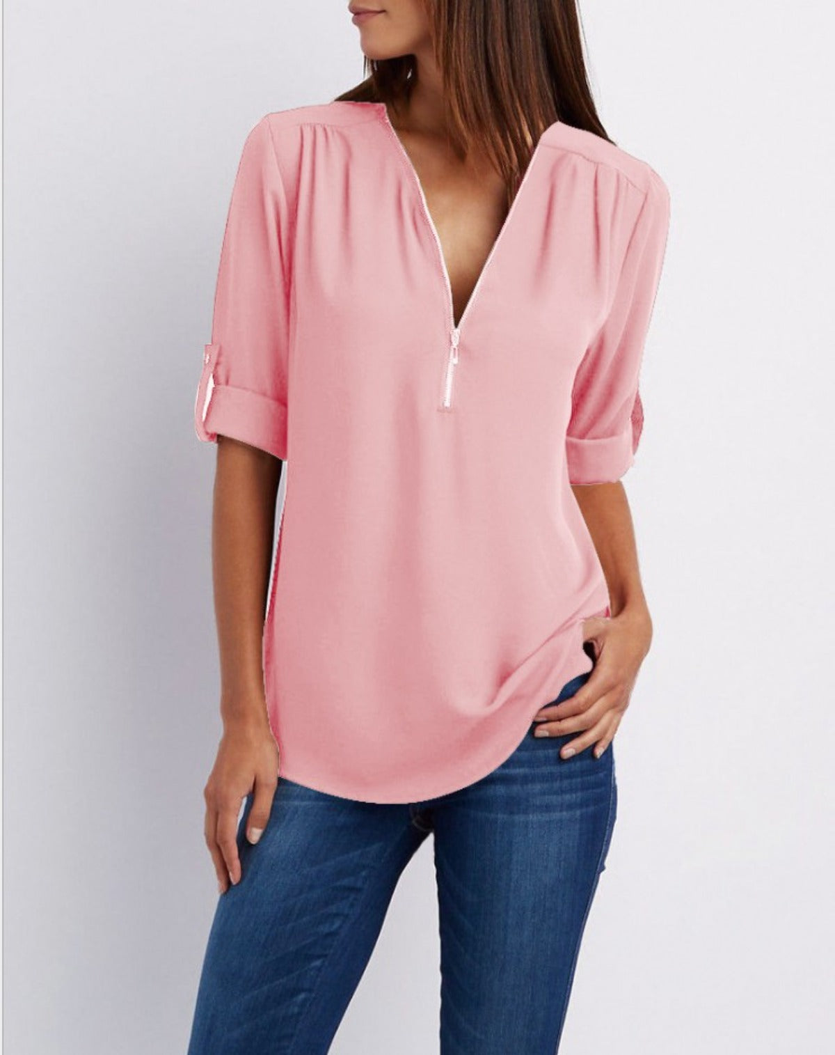 R&B | V-Ausschnitt plus Größe Frauen ärmellos Chiffon Shirt