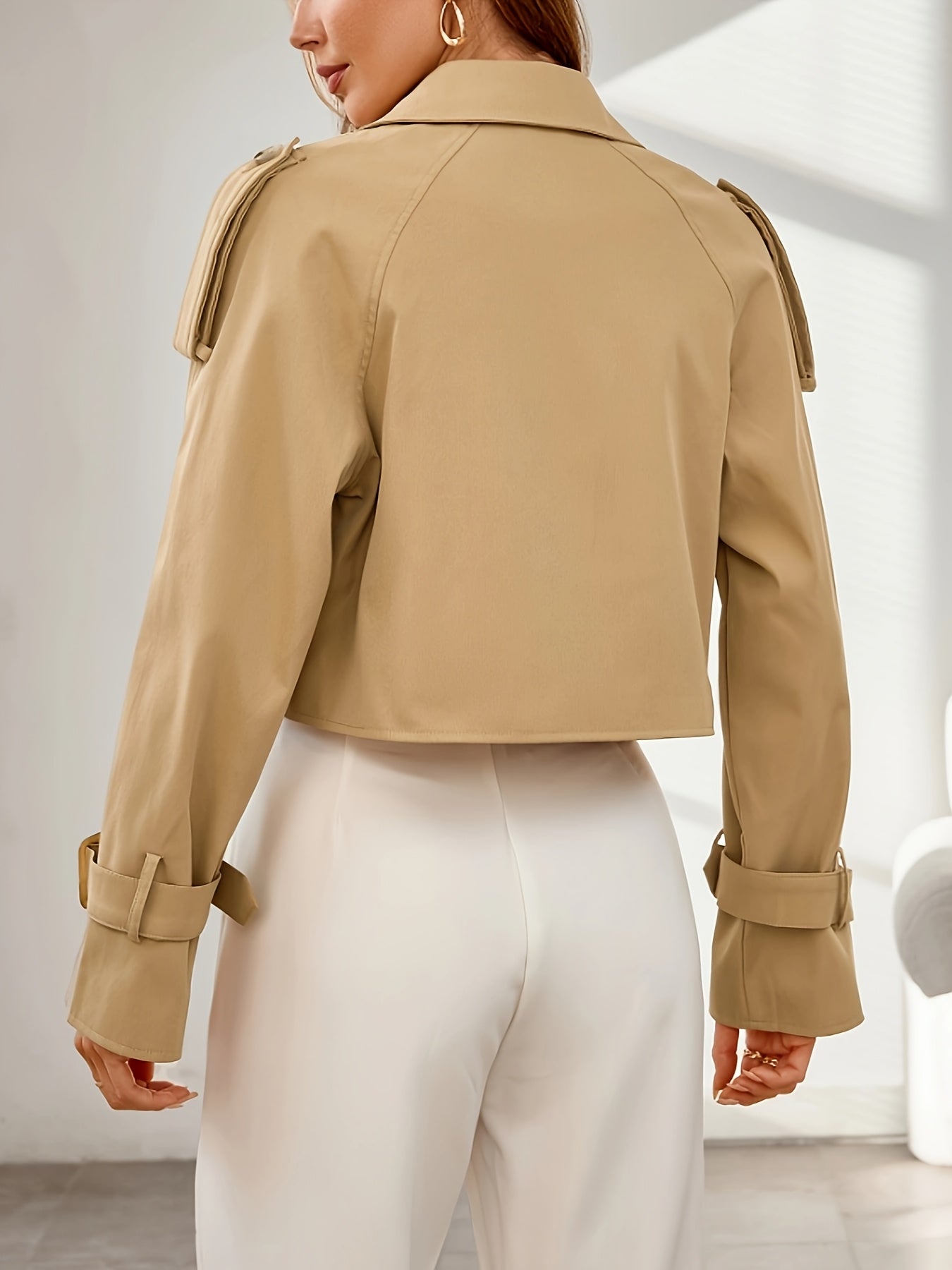 R&B | Stylischer Khaki Cropped Trenchcoat - Bequem & Elegant