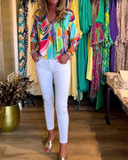 R&B | Bunte Langärmlige Bluse mit Print
