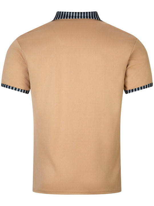 R&B | Tasche Knopf Revers gestreiftes Farbschema T-Shirt