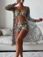 R&B | Bedrucktes dreiteiliges Bikini-Set