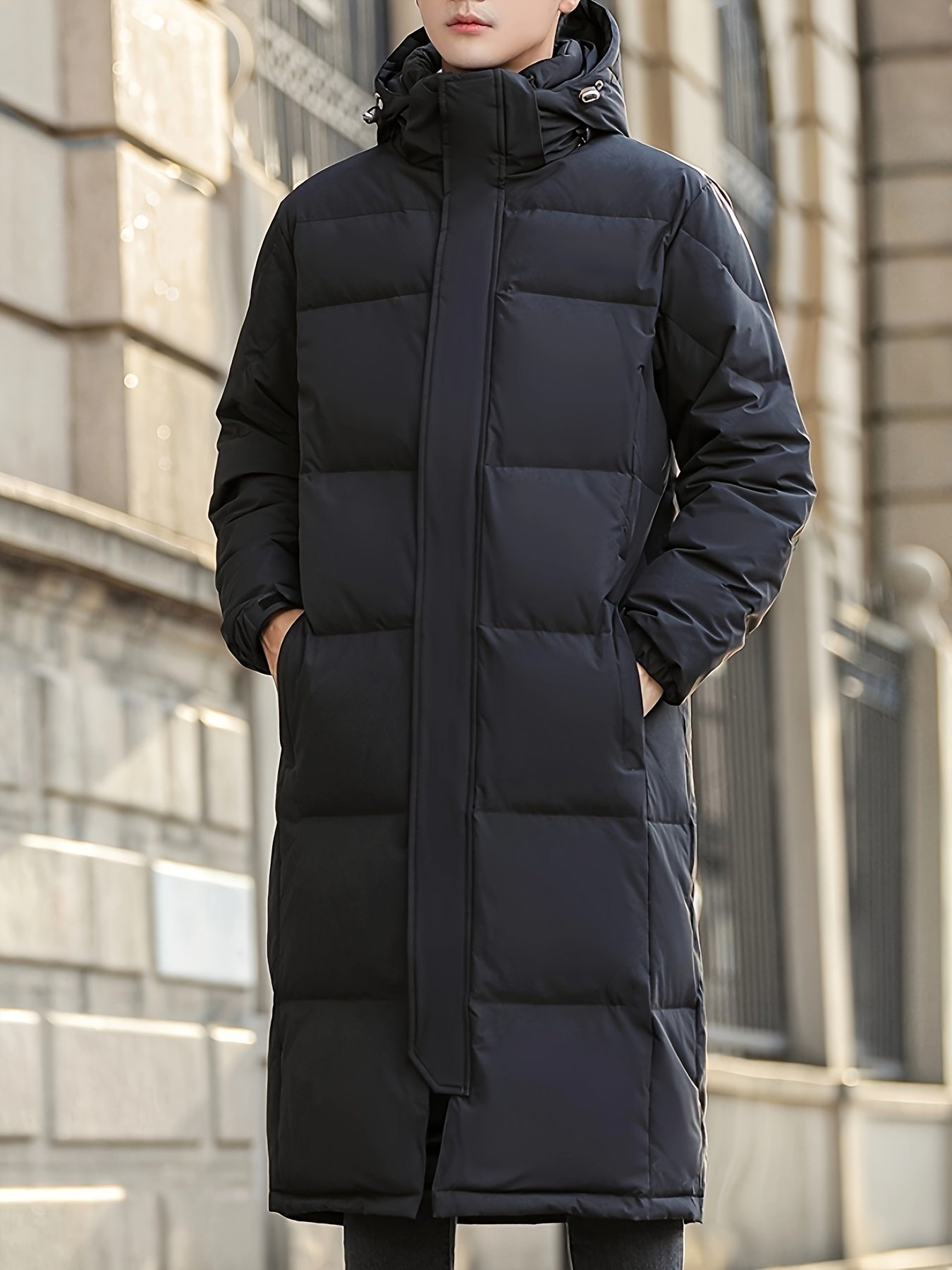 R&B | Lange Pufferjacke mit Kapuze Polyester Isolierend und Stilvoll