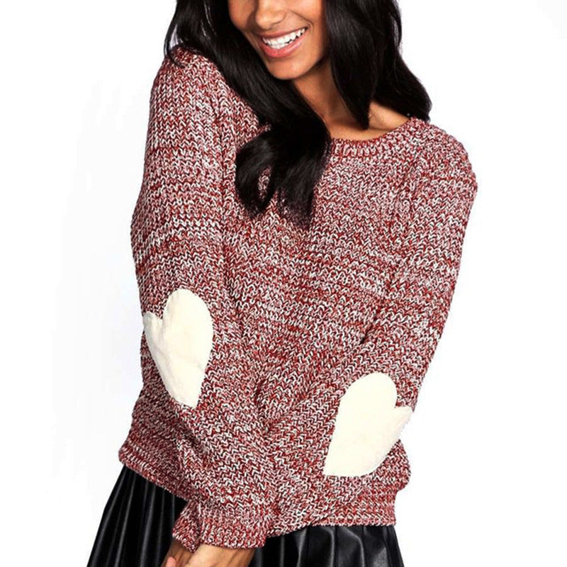 Damen Pullover mit Herzapplikationen und lässigem Schnitt
