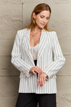 R&B | Gestreifter Reverskragen Langarm Blazer