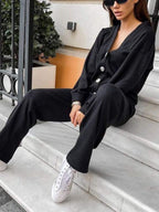 R&B | lässiges V-Ausschnitt Pullover- und Hose-Set