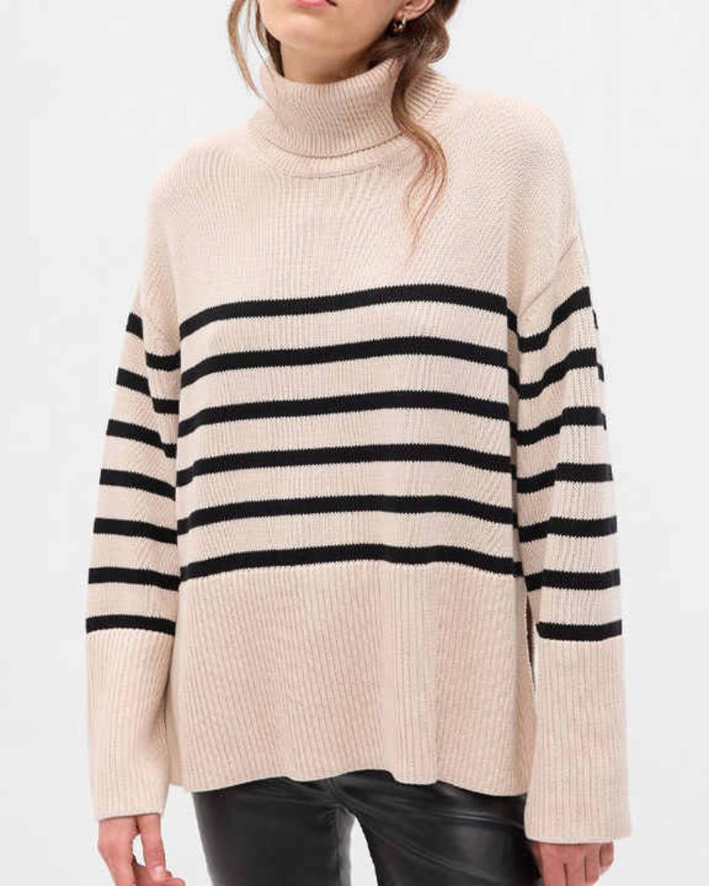 R&B | Gestreifter Schwarz-Weiß Strick Pullover