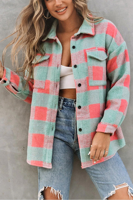 R&B | Karo Farbblock Freizeit Übergroße Jacke