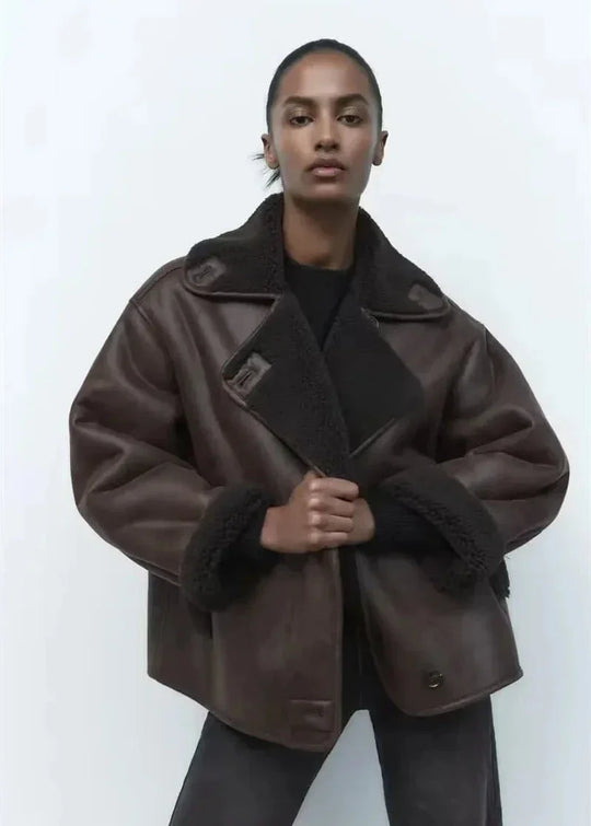 R&B | Stil Doppeltseitige Kunstlederjacke