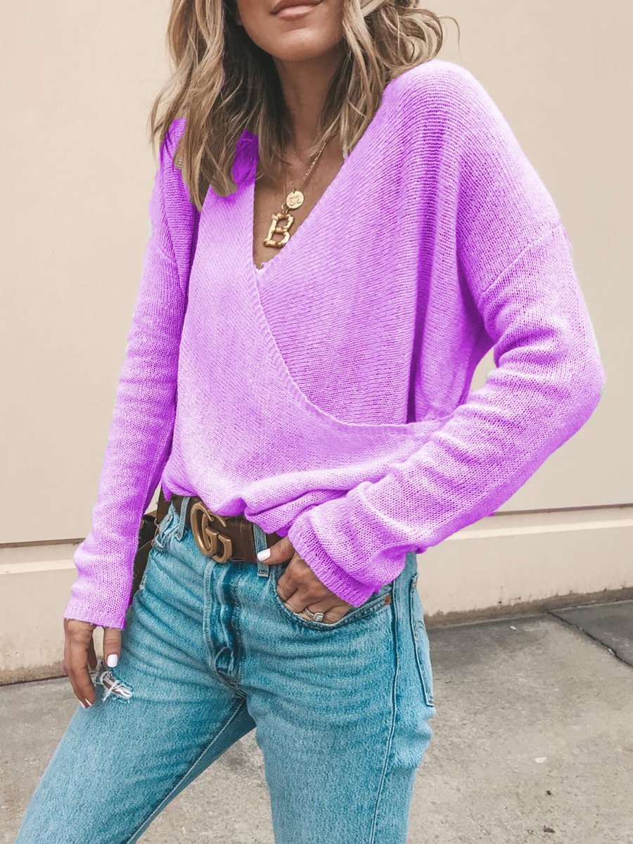 R&B | Lässiger Strickpullover mit V-ausschnitt Weich und Leicht Casual Eleganz