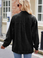 R&B | Knopf-Down Denimjacke mit Taschen