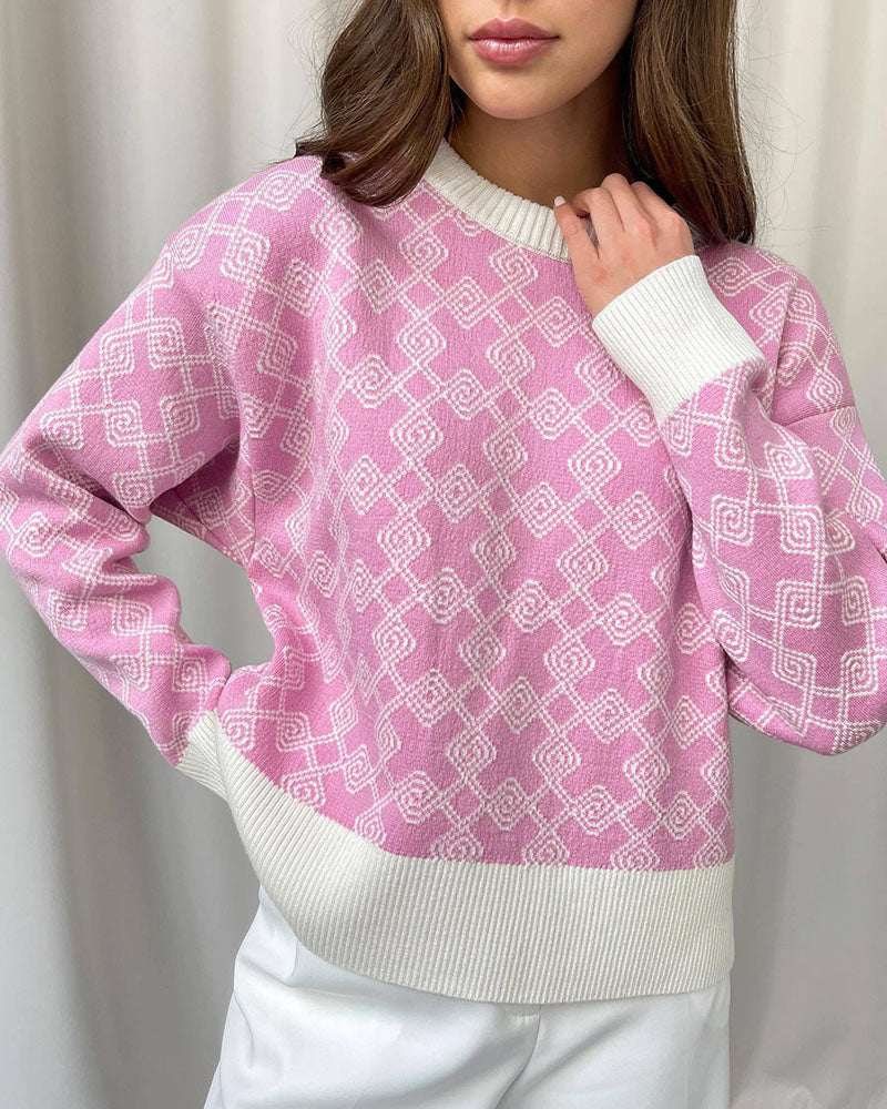 R&B | Muster Strickpullover Weich und Trendy Statement-look