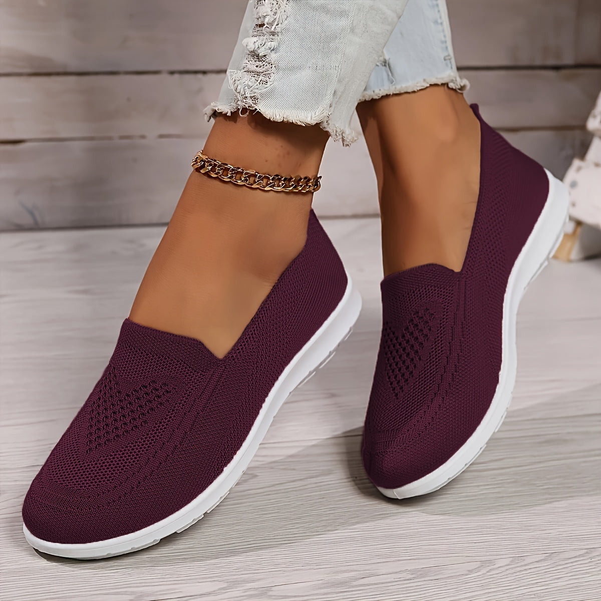 R&B | Einfarbige Gestrickte Sneaker Für Damen