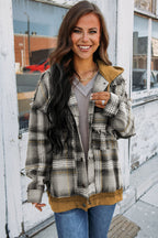 R&B | Karierte Jacke mit Kapuze und Rohen Kanten Baumwolle Lässig und Trendy