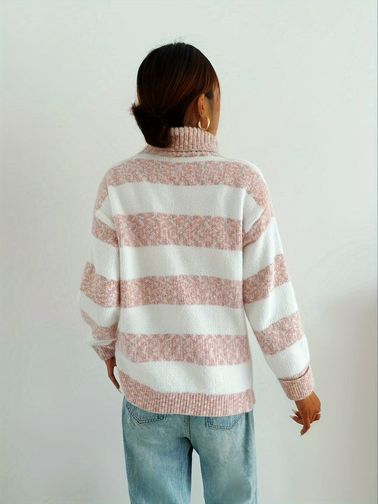 R&B | Strickpullover mit Rollkragen Acrylmischung Gestreiftes Muster