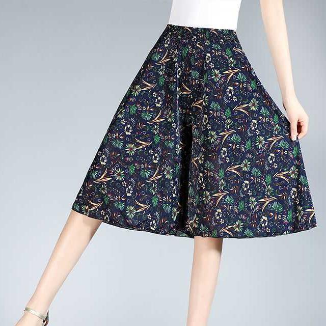 R&B | Damen Chiffon Culottes mit Breiten Beinen und Hoher Elastischer Taille