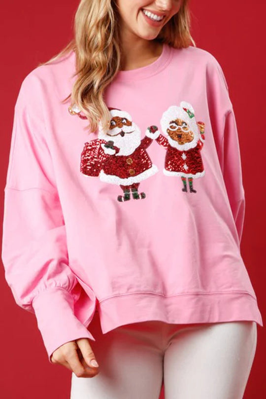 R&B | Weihnachtsmann Pailletten Lässig Lockere Lange Ärmel Sweatshirt