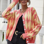 R&B | Cardigan mit Harlekin-muster Rundhals Lässig und Trendy