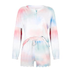 R&B | Batik bedrucktes Langarm-Shorts-Set