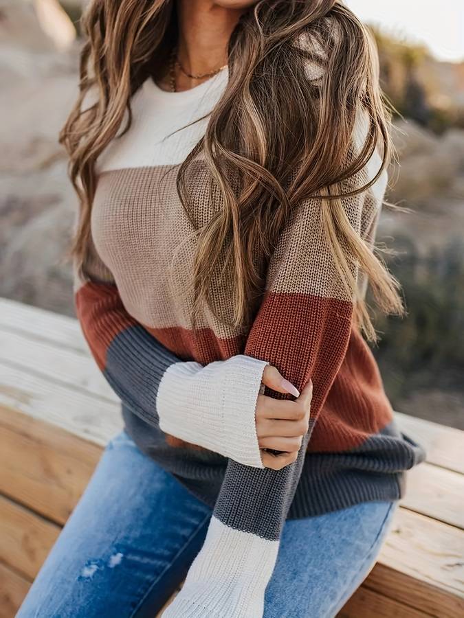 R&B | Stilvoll Gestreifter Strickpullover für Frauen