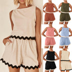 R&B | Zweiteiliges Oberteil und Shorts aus Leinen und Spitze