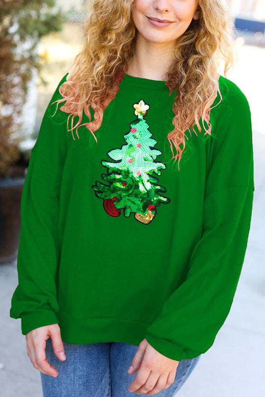 R&B | Weihnachtsbaum Feiertag Pailletten Freizeit Locker Sweatshirt