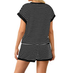 R&B | Gestreiftes Kurzarm-Shorts-Set