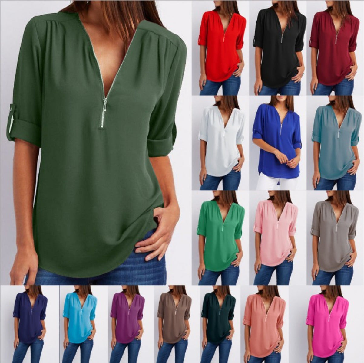 R&B | V-Ausschnitt plus Größe Frauen ärmellos Chiffon Shirt